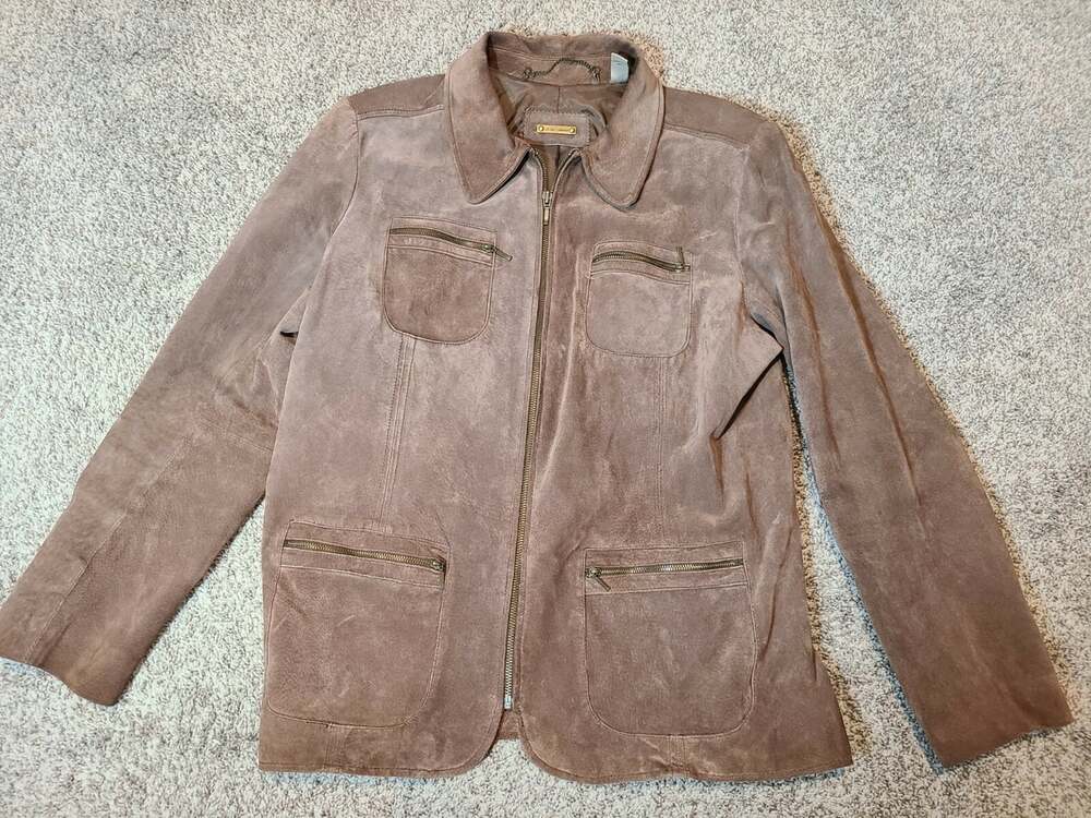 i. e. Relaxed Petites Brown Genuine Suede Leather Jacket Sz XL